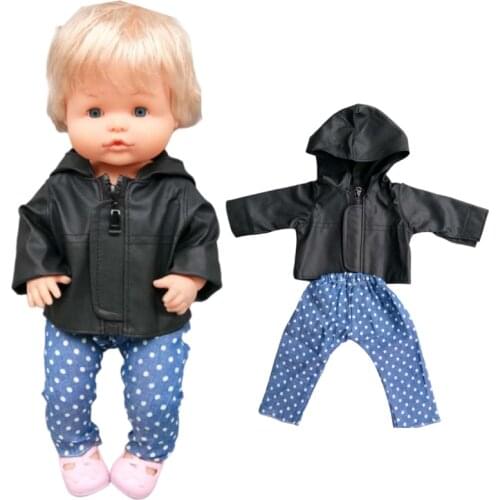 For 16 Inch Nenuco Baby Doll Clothes Jacket Fit 40cm Ropa Y Su Hermanita Doll Leather Coat