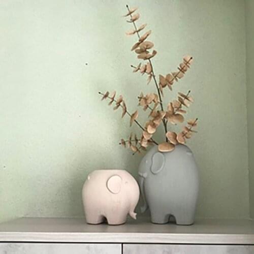 Home Living Room Decoration Ceramics Elephant Vase Tabletop Flower Arrangement Home Decor Simulation Plastic Flower Vases