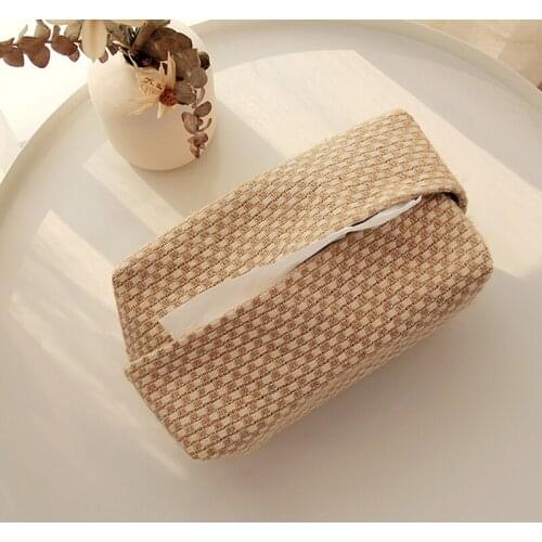 Cotton And Linen Pumping Box Fabric Simple Weaving Homestay Decoration Toilet Paper Storage Beige Apricot Photo Prop