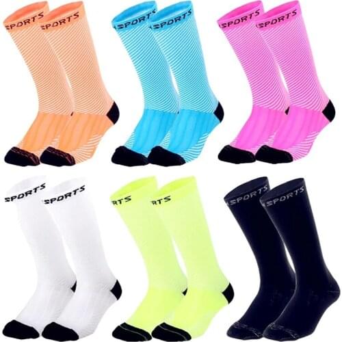 Wear-resistance Long Tube Printed Bicycle Socks Breathable Running Socks MTB Bike Socks Outdoor Sportswear Racing Socks