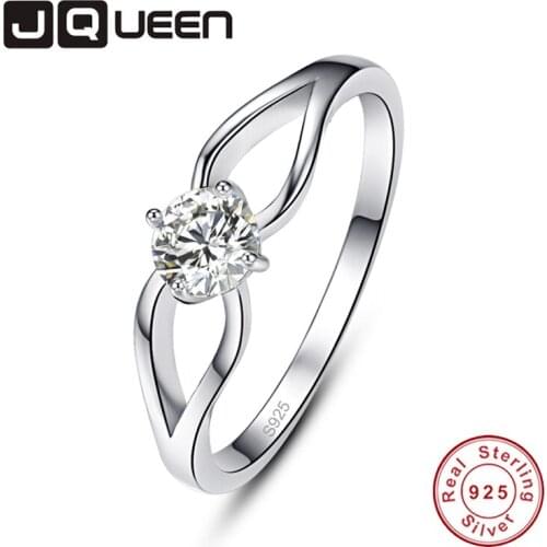 JQUEEN Hollow Winding White Zircon Rings For Women Silver Ring 925 Jewelry Pave Setting Crystal Jewelry Bijoux Femme