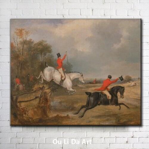 Classical court figures man riding horse game scenery oil painting canvas printing printed on canvas wall art decoration picture