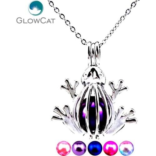 Z105 Creative Necklace Frog Stone Beads Cage Aroma Essential Oil Diffuser Locket Pendant Stainless Chains Necklace