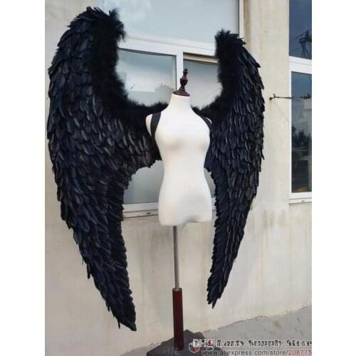 Handmade Adults big black Devil feather wings for Model stage show catwalk Displays shooting props Fashion accessories