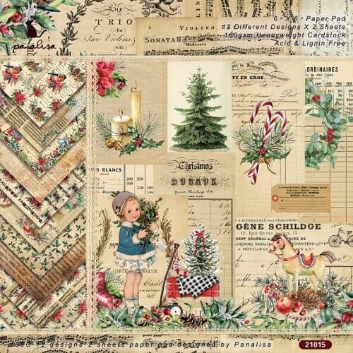 KSCRAFT 12 Sheets Vintage Christmas Scrapbooking Pads Paper Origami Art Background Paper Card Making DIY Scrapbook Paper Craft