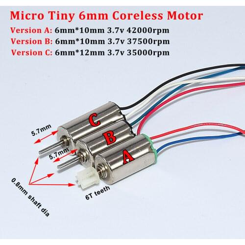 Mini 610 612 6mm*10mm/ 6mm*12mm Coreless Motor DC 3V 3.7V High Speed Power Toy RC Drone