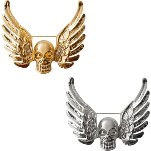 Fashion Retro Wings Brooch Badge Inlaid Rhinestone Demon Skull Men And Women Collar Jewelry Gift Direct Selling Hot