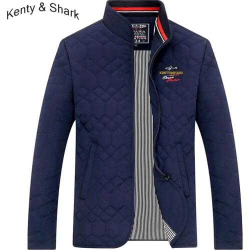 Kenty Shark Brand Jacket Men Thick Cotton Liner Windproof Coats European Style Zipper High Quality Stand Collar Jackets Size 4XL