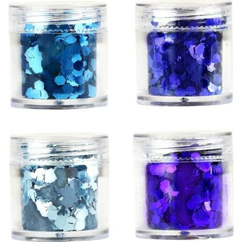 4 Boxes 4x 10ml Metallic Glitter Mix Set / Chunky Glitter Nail Art Fine Chunky Blue Purple Holographic Glitter Mix , PLA07-9-12