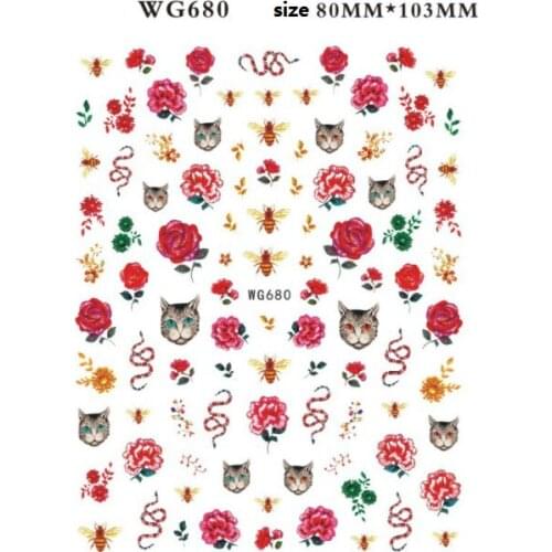 Animal nail stickers new leopard bee lion nail stickers Decals Slider Decoration Manicures Nail accessories