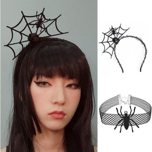 Fancy Cosplay Costume Halloween Novelty Necklace Lace Spider Webs Headwear Carnival Cosplay Party Dress-up Accessories
