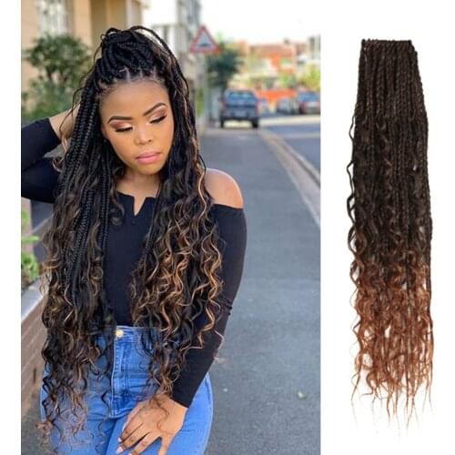 NobleStar Micro Box Braid 24inch butterfly locs crochet hair зизи косы Synthetic Hair Curly Crotchet Hair Extensions Ombre Brown