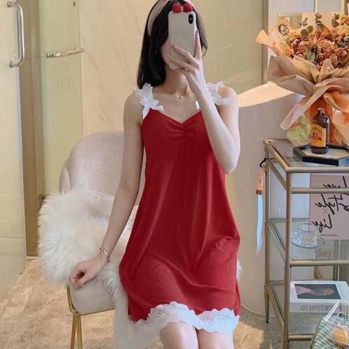 New Women Nightgowns with chest paid Summer Sexy Lace Women Green Color NightDresss Sleeveless Polyester Girls Sleepwear Shirt