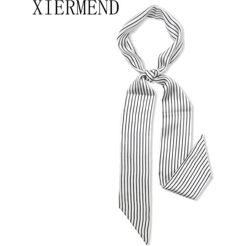 New multifunctional printing small silk scarf women tie bag handle women skinny scarf ribbon ladies headscarves double-sided