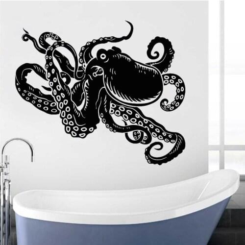 Octopus Wall Sticker Marine Animals Vinyl Decal Kids Bedroom Room Decoration Nursery Wall Decor Waterproof Bathroom Art Mural
