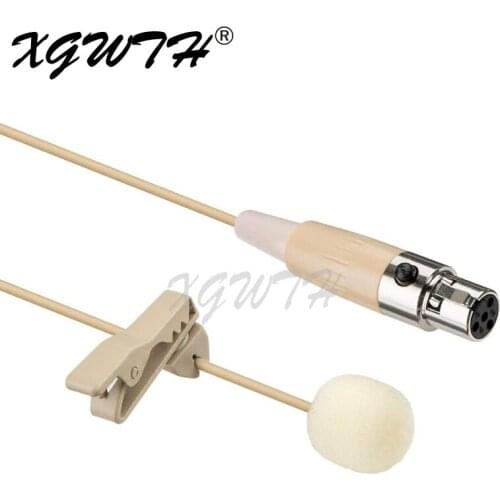 Lavalier Lapel Microphone 4 Pin Mini XLR Plug Omnidirectional Clip-on Condenser Mic for Shure Bodypack Wireless Transmitter Skin