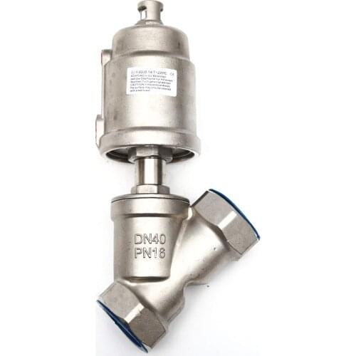 1-1/2" Angle Pneumatic Seat Valve Stainless Steel High Pressure Normally Closed For Steam Oil Gas
