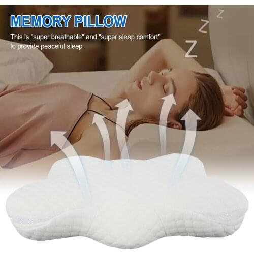Memory Pillow Neck Protection Slow Rebound Memory Foam Butterfly Shaped Pillow Health Improve Sleep Cervical Pain Treatment