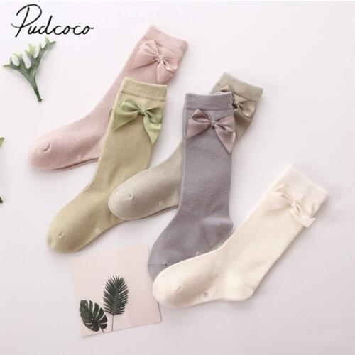 Pudcoco Baby Stuff Baby Girl Socks Knee High Princess Socks for Girl Sweet Cute Long Tube Kids Candy Color Bows Leg Warmer 2-8T
