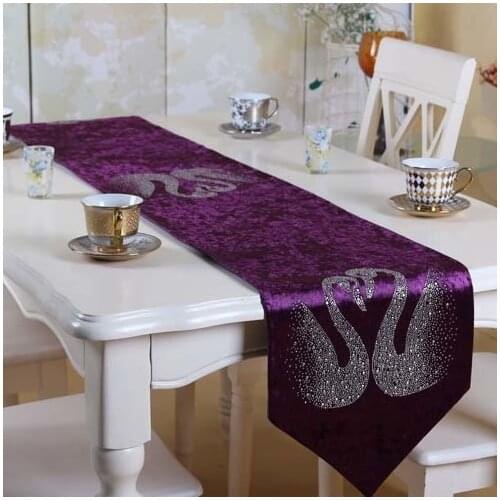 Luxury velvet rhinestone table runner /modern tablecloth/party table cover free shiping