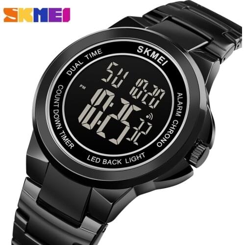 SKMEI Mens Digital Wristwatches 2 Time Stopwatch Men Sport Watch Fashion LED Men Watches Waterproof Hour relogio masculino 1712