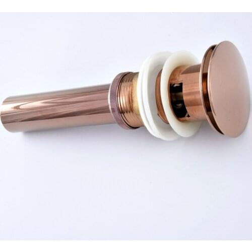 Rose Gold Color Bathroom Lavatory Faucet Vessel Vanity Sink Pop Up Drain Stopper With Overflow Accessories Nsd075