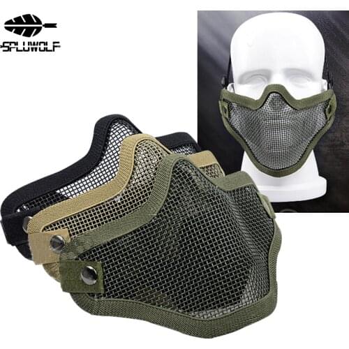 Tactical Hunting Airsoft Paintball Protection Metal Steel Net Mesh Half Cover Military Halloween Party Half Face Mask