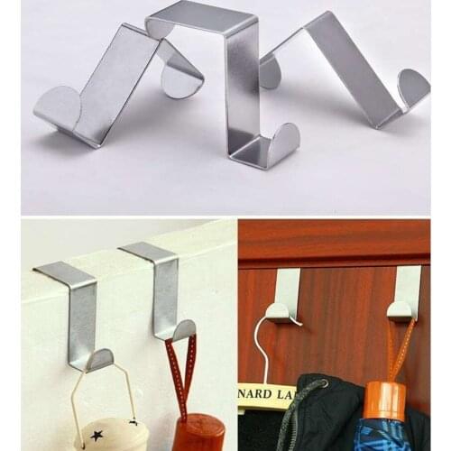 TENSKE 2PC Door Hook Stainless Kitchen Bathroom Cabinet Clothes Adhesive Stainless Steel Towel Family Robe Hanging Hooks #45