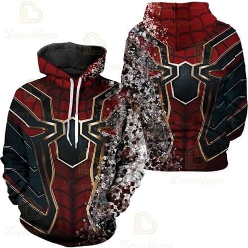 3D Printed The Iron Spider Costume Hoodies Men Superhero Man Hooded Cosplay Sweatshirts Casual Tops