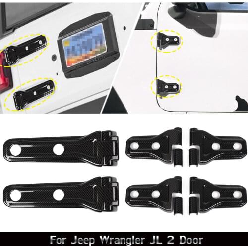 Carbon Fiber Door Spare Tire Hinge Covers Accessories For Jeep Wrangler JL 2Dr