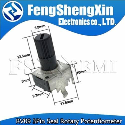 10PCS RV09 Vertical 12.5mm Shaft 1K 2K 5K 10K 20K 50K 100K 1M 0932 Adjustable Resistor 0932 3Pin Seal Rotary Potentiometer