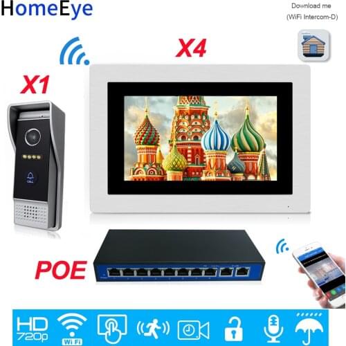 HomeEye 720P WiFi IP Video Door Phone Video Intercom Android/IOS APP Home Access Control System Video Record Alarm POE Switch