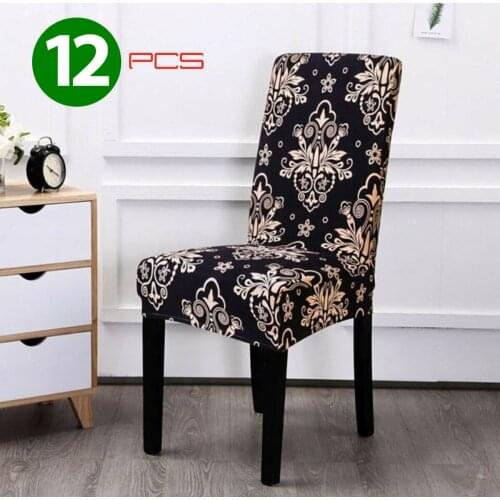 12 Pieces Chair Cover Jacquard Removable Washable Short Dining Chair Covers Seat Slipcover for Hotel,Dining Room,Ceremony