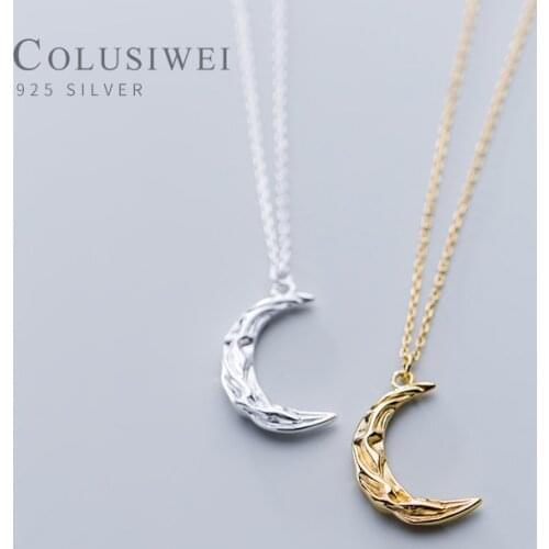 COLUSIWEI New Arrive 925 Sterling Silver Gold Color Crescent Pendant Necklace for Women Adjustable Necklace Fine Jewelry Gift