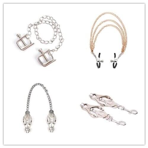 1Pair/1PCS Sexy Nipple Breast Clamps Metal Chain Women Adult Sex Toy For Couples Products Collars Metal Clips Stimulator Games
