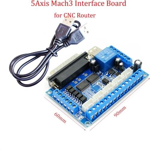 1pcs 5 Axis CNC Router Mach3 Interface Board USB Cable with Opto-couplers isolation N132 Blue Board for Stepper Motor Driver