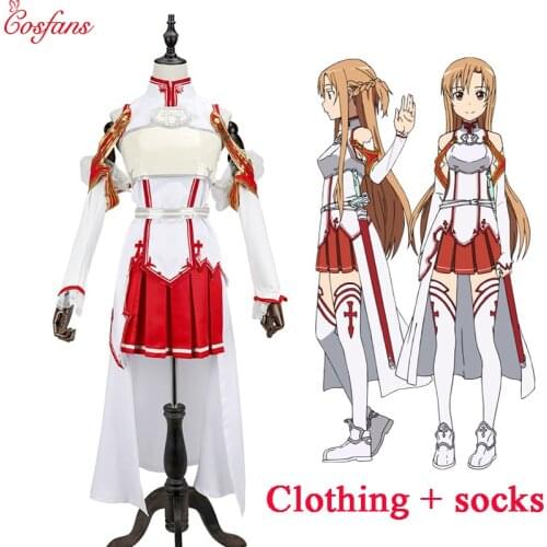 2018 Asuna cosplay Sword Art Online cosplay SAO Asuna Battle Suit Set Full Halloween Uniform Fancy dress adult womens clothing