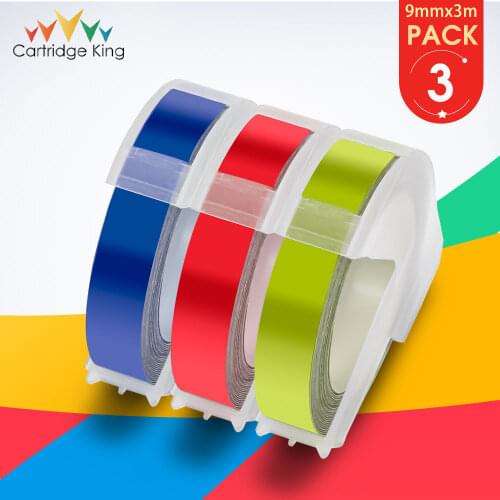 3PK Multicolor for Dymo 3D Label Maker 1610 1540 1755 1880 12965 Label Printer 9mm Green Labeling Tapes PVC DIY Embossing Print