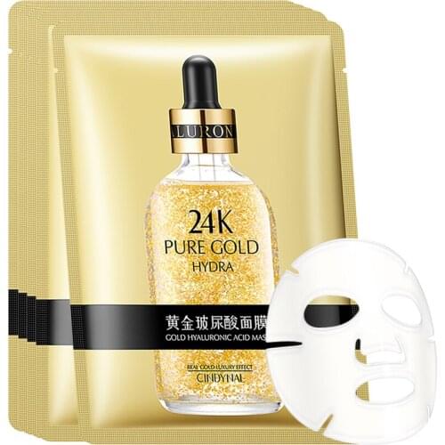 5PCS Wrapped Mask Golden Hyaluronic Acid Moisturizing Facial Pack Face Mask Lifting Shrink Pores Oil Control Face Care Skin Care