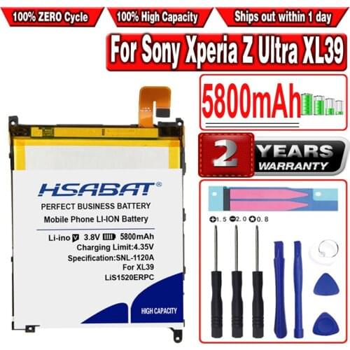 HSABAT LiS1520ERPC 5800mAh Battery for Sony Xperia Z Ultra XL39 XL39H C6802 C6806 C6833 C6616 ZU L4 Battereis
