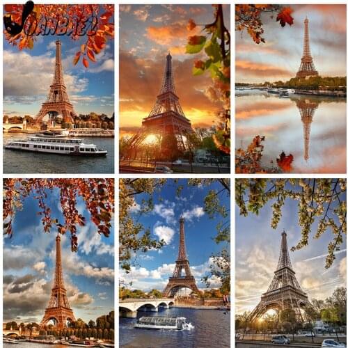Nordic Eiffel Tower Diamond Painting 5D Diy Wall Art Spring Landscape Pasting Diamond Embroidery Inlaid Home Room Decoration