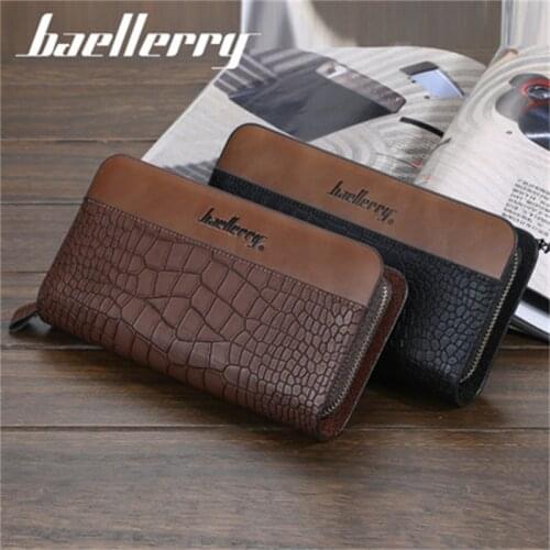 Baellerry European And American Style Mens Wallet Long Double Zipper Business Casual Mens Clutch Mobile Phone Bag