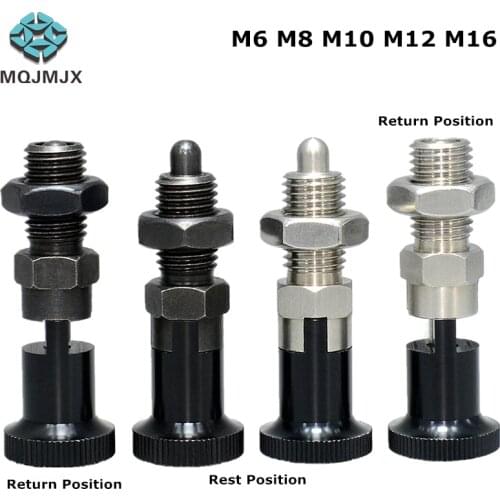 MQJMJX Indexing Plungers Spring Lock Pin, Spring Index Plungers Knob Plunger, Screw with Spring Pin, Fine Thread M8 M10 M12 M16