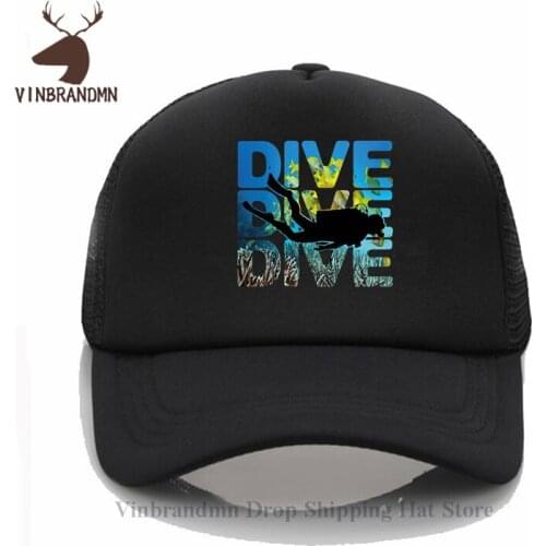 Scuba Diving unisex Printed Baseball cap SCUBA DIVER dive down flag Dive Fishing hat 2021 brand Design Summer simple diving hats