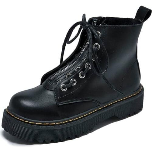 Martin Boots Women British Style 2020 New Autumn Leather Boots Wild Thick-soled Increased Chelsea Motorcycle Boots Women Shoes