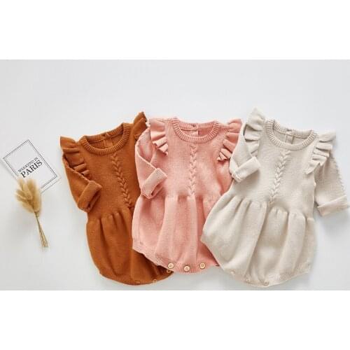 Newborn Baby Girls Knit Long Sleeve Romper