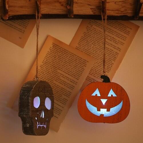 Halloween LED Hanging Night Light Hollow Pumpkin Lantern Lamp Sugar Skull LED Light Lamp Lantern Party Halloween Bar Home Decor