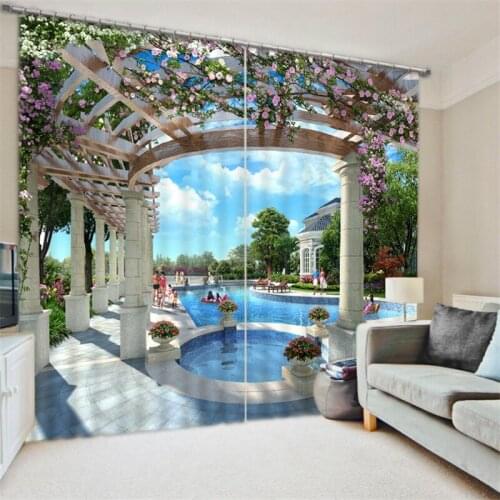 Customized Beautiful scenery Luxury 3D Blackout Window Curtain Drapes For Living room Bed room Hotel Wall Tapestry Cortinas