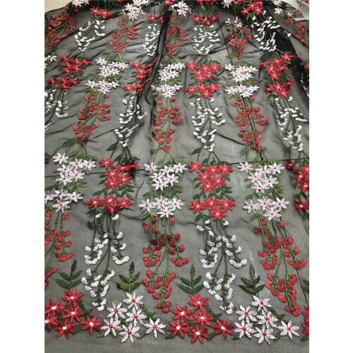 High-quality and beautiful multi-color floral tulle embroidery, suitable for fashionable ladies' dress design fabrics