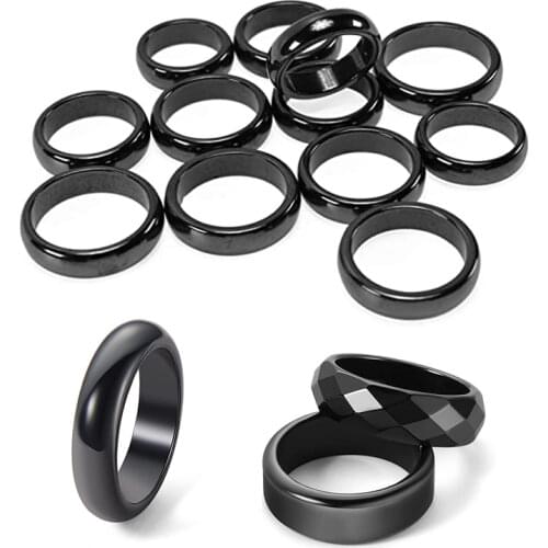 Unisex Natural Black Hematite Magnetic Healing Energy Rings 6mm Band Women and Men Anxiety Relief Healing Ring Jewelry